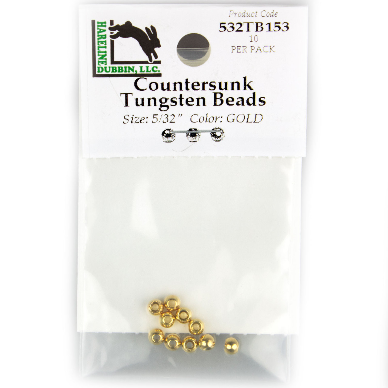 Hareline Tungsten Beads 3.8 mm - 5/32 Gold