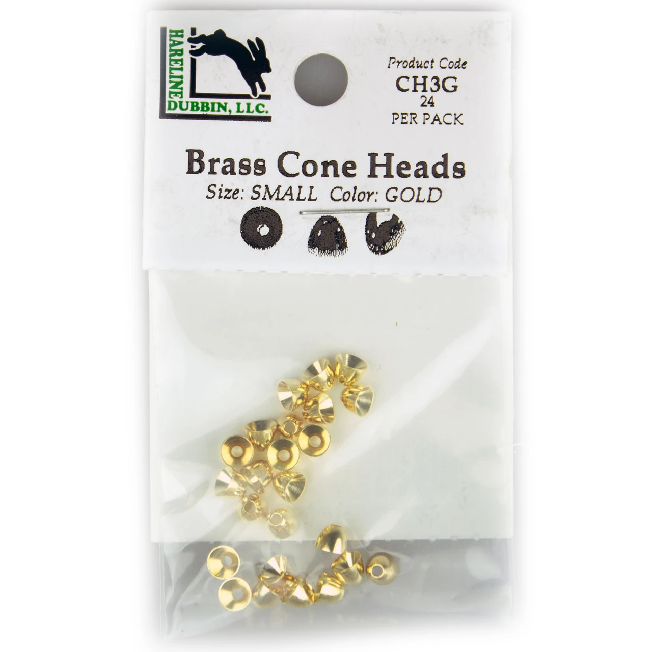 Hareline Brass Cone Heads 4.3 mm - 3/16 Gold