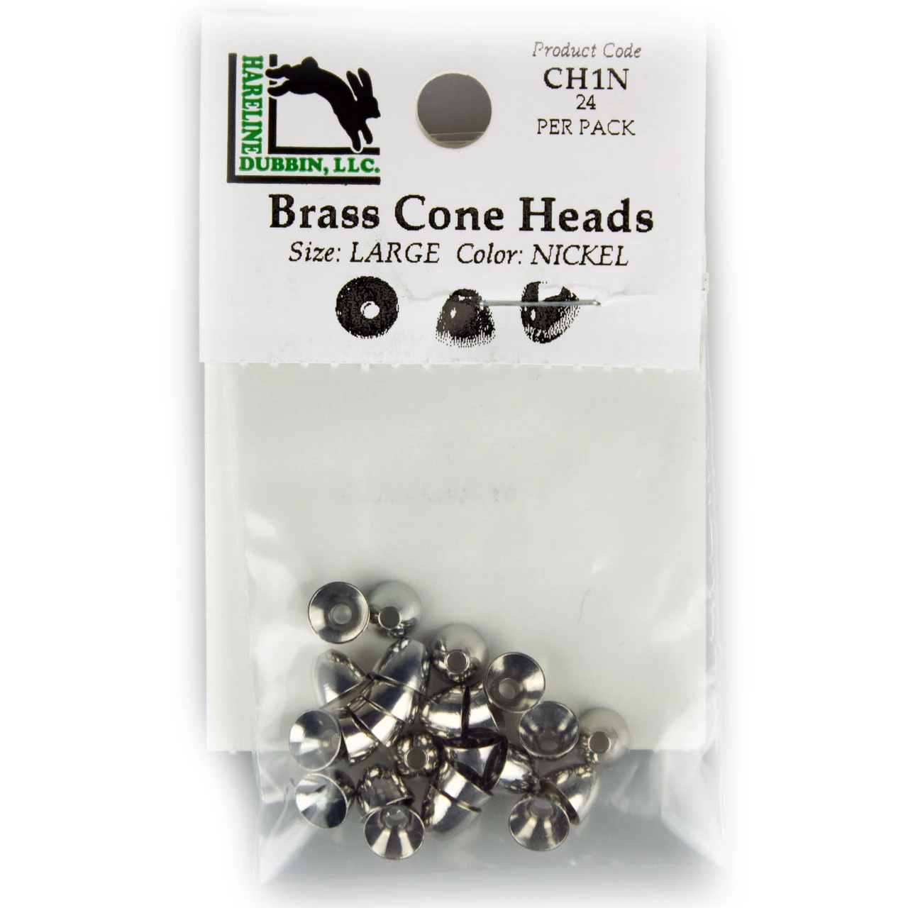 Hareline Brass Cone Heads 6.3 mm - 1/4 Nickel