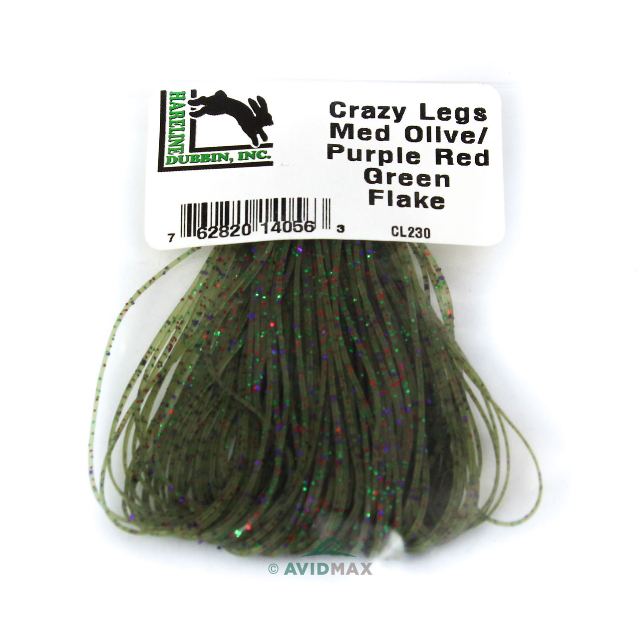 Hareline Crazy Legs Medium Olive/Purple Red Green Flake