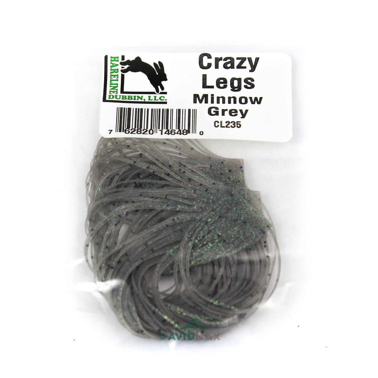 Hareline Crazy Legs Minnow Grey/Black-Pearl Flake