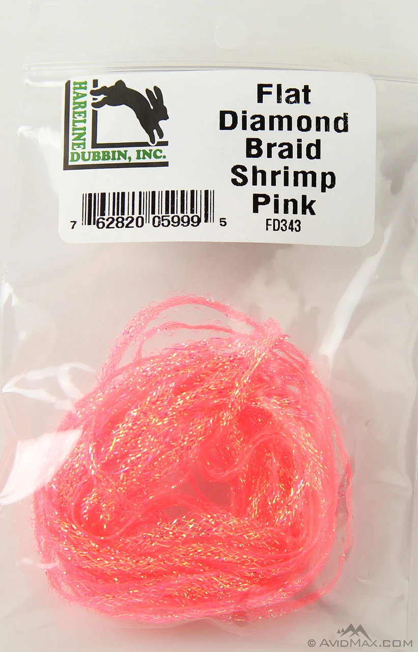 Hareline Flat Diamond Braid Shrimp Pink