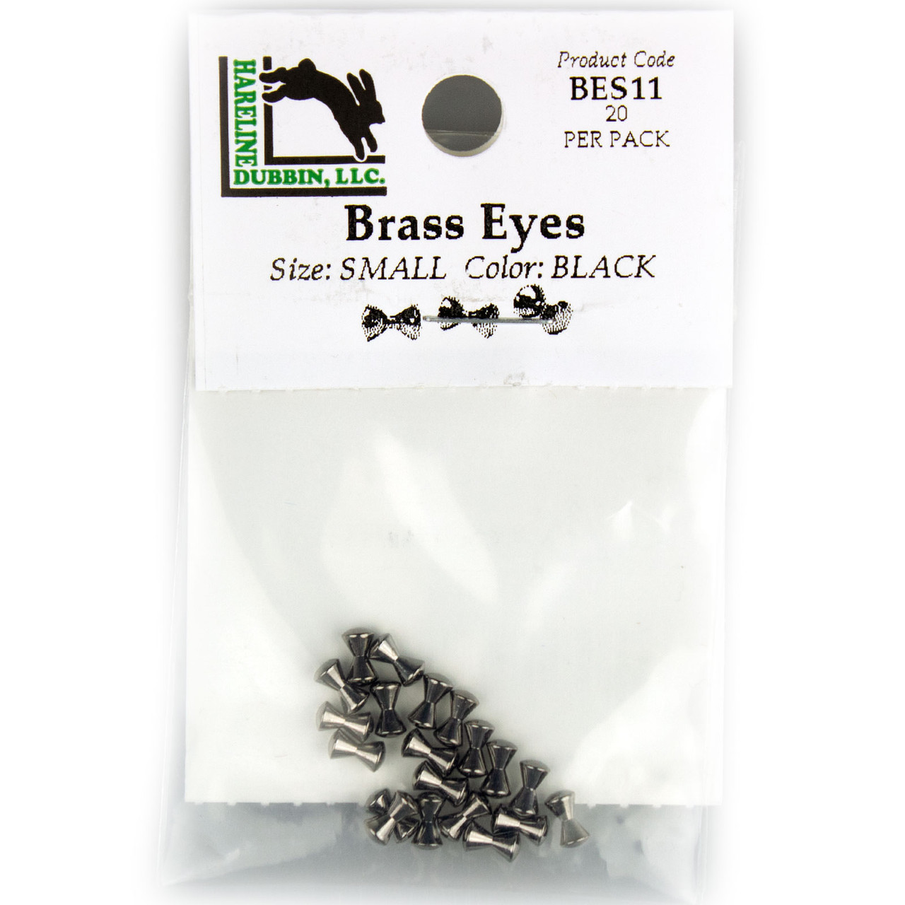 Hareline Brass Dumbbell Eyes Small - 9/64" -3.7 mm) Black