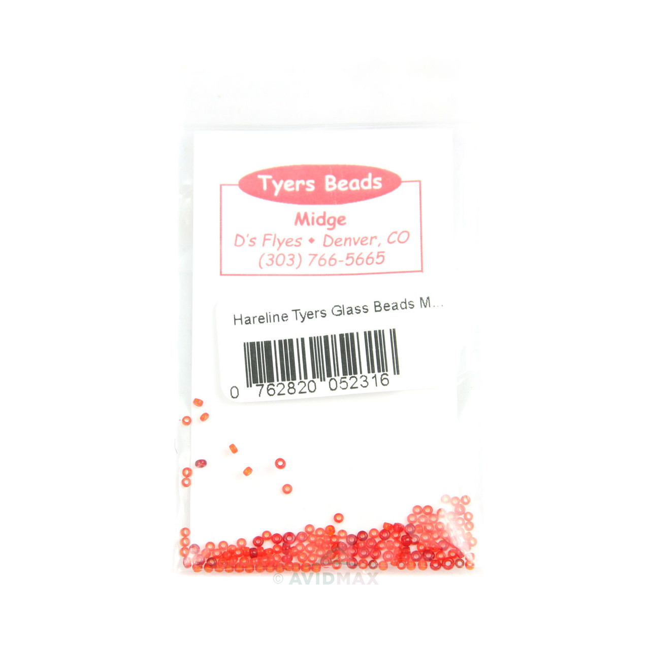 Hareline Tyers Glass Beads Midge Transparent Red