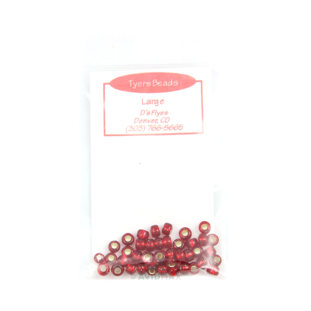 Hareline Tyers Glass Beads Large Silver Lined Red