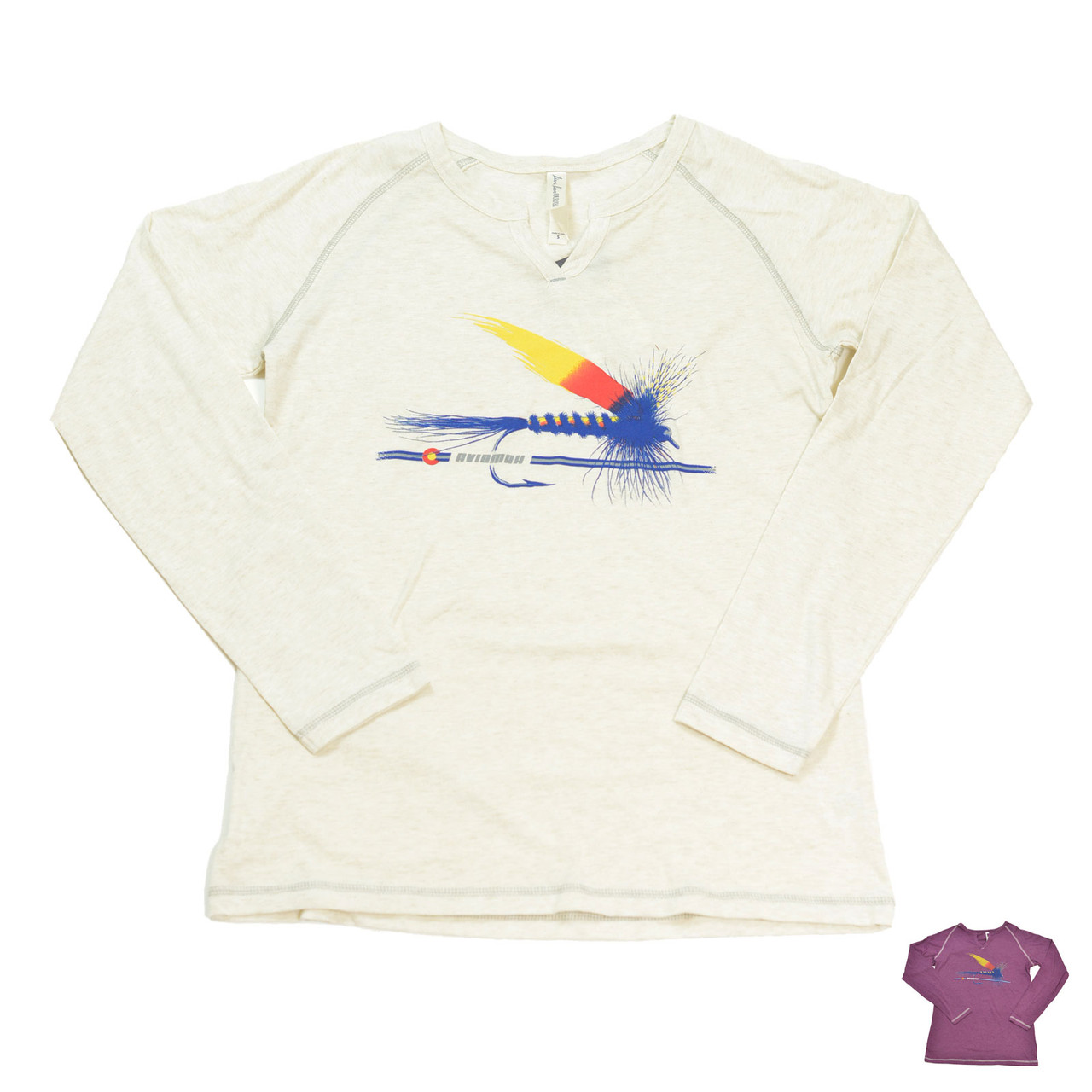 AvidMax Fly Fishing Women's CO Painted Trout Fly Long Sleeve Combed Cotton Tee