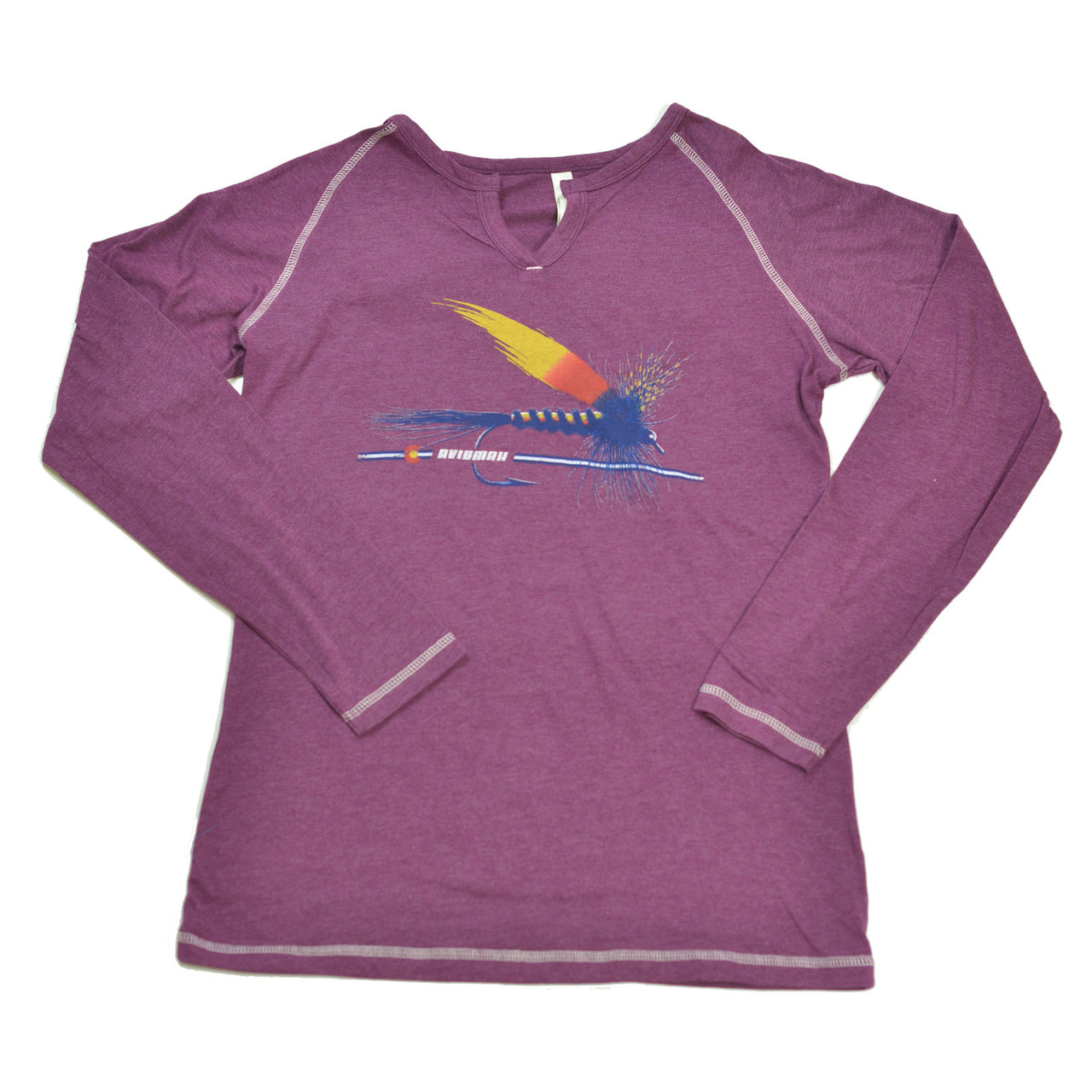 AvidMax Fly Fishing Women's CO Painted Trout Fly Long Sleeve Combed Cotton Tee