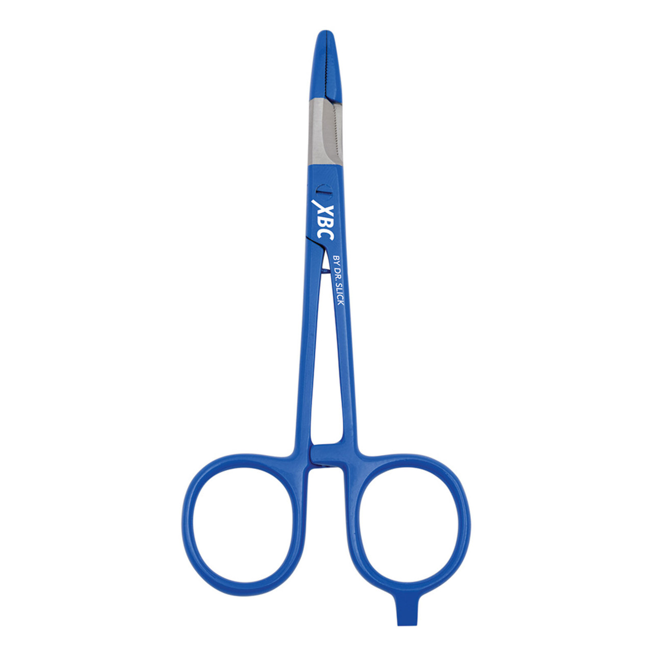 Dr Slick Fly Fishing XBC Scissor Clamp 5 in Straight Stainless Steel Colorful Grip Blue