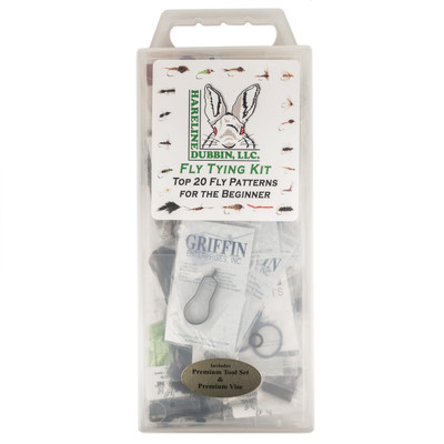 Hareline Fly Tying Materials Kit with Premium USA Made Tools and Vise