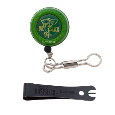 Dr. Slick Green "8" Pin-On-Reel with Nippers Combo