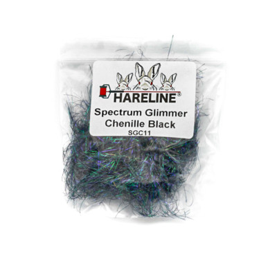 Hareline Spectrum Glimmer Chenille Black #11