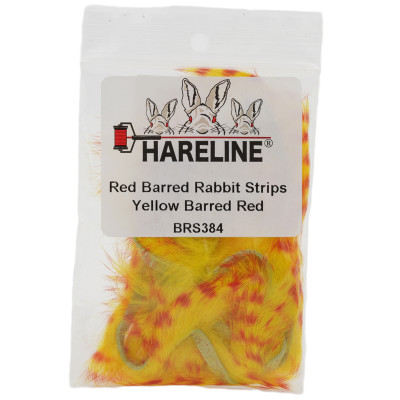 Hareline Barred Rab Strips Yellow Barred Red