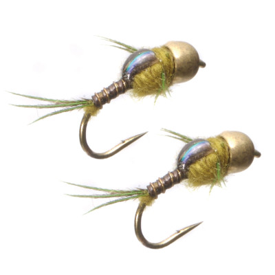 Umpqua Micro Mayfly Olive Tungsten-Tarnished Gold Bead 2 Pack