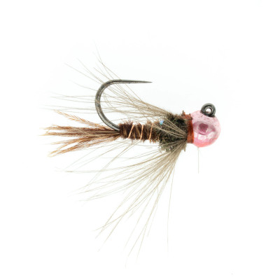 Jigged CDC Pheasant Tail Tungsten Fly | Natural/Pink Jigged CDC Pheasant Tail Tungsten Fly | Natural/Pink