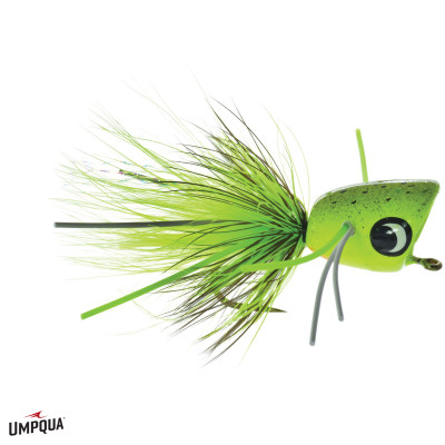 Bass Popper Fluorescent Green Splatter Fly