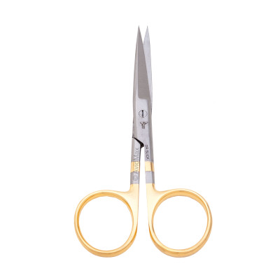 Dr. Slick 4.5 in Hair Scissors Straight Curved Serrated Blade Gold Loops
