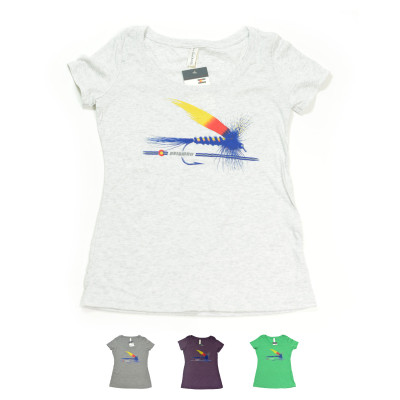 AvidMax Fly Fishing Women's CO Painted Trout Fly Scoop Neck Tri-Blend Jersey Tee