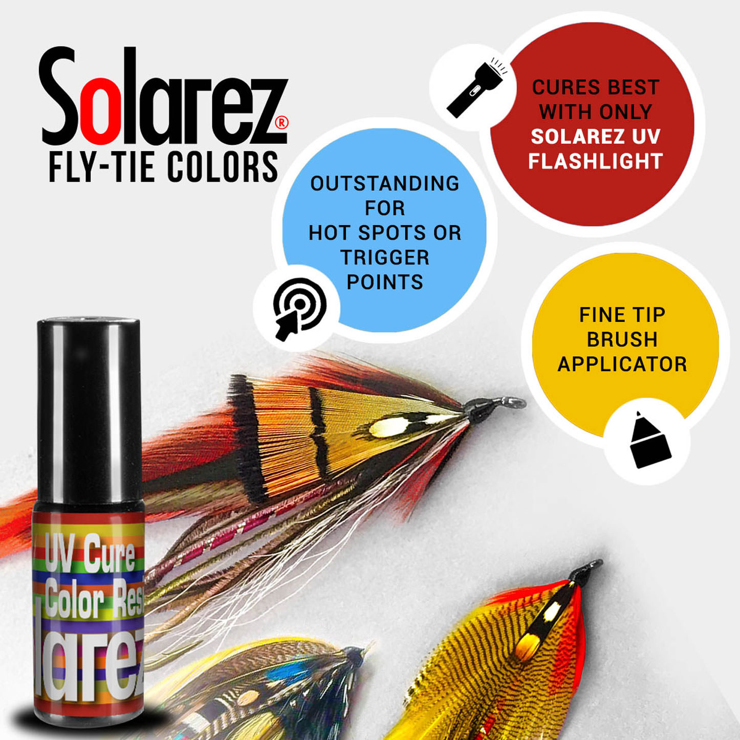 Solarez Fly Tie Colored Resin 5 gram bottles with brush tip - AvidMax