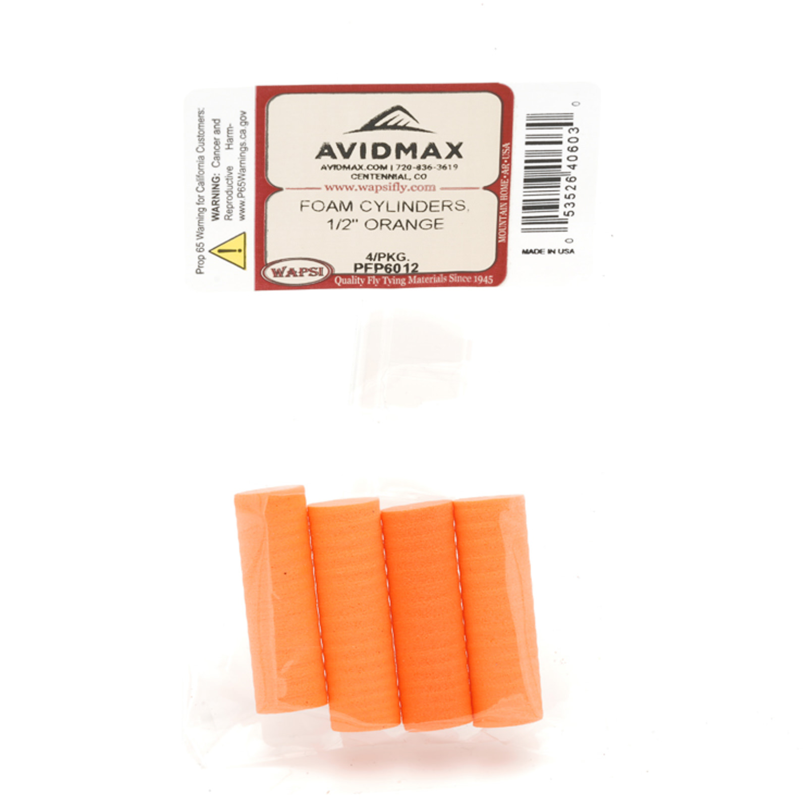 Wapsi Foam Cylinders 1/2 in Orange | Avidmax
