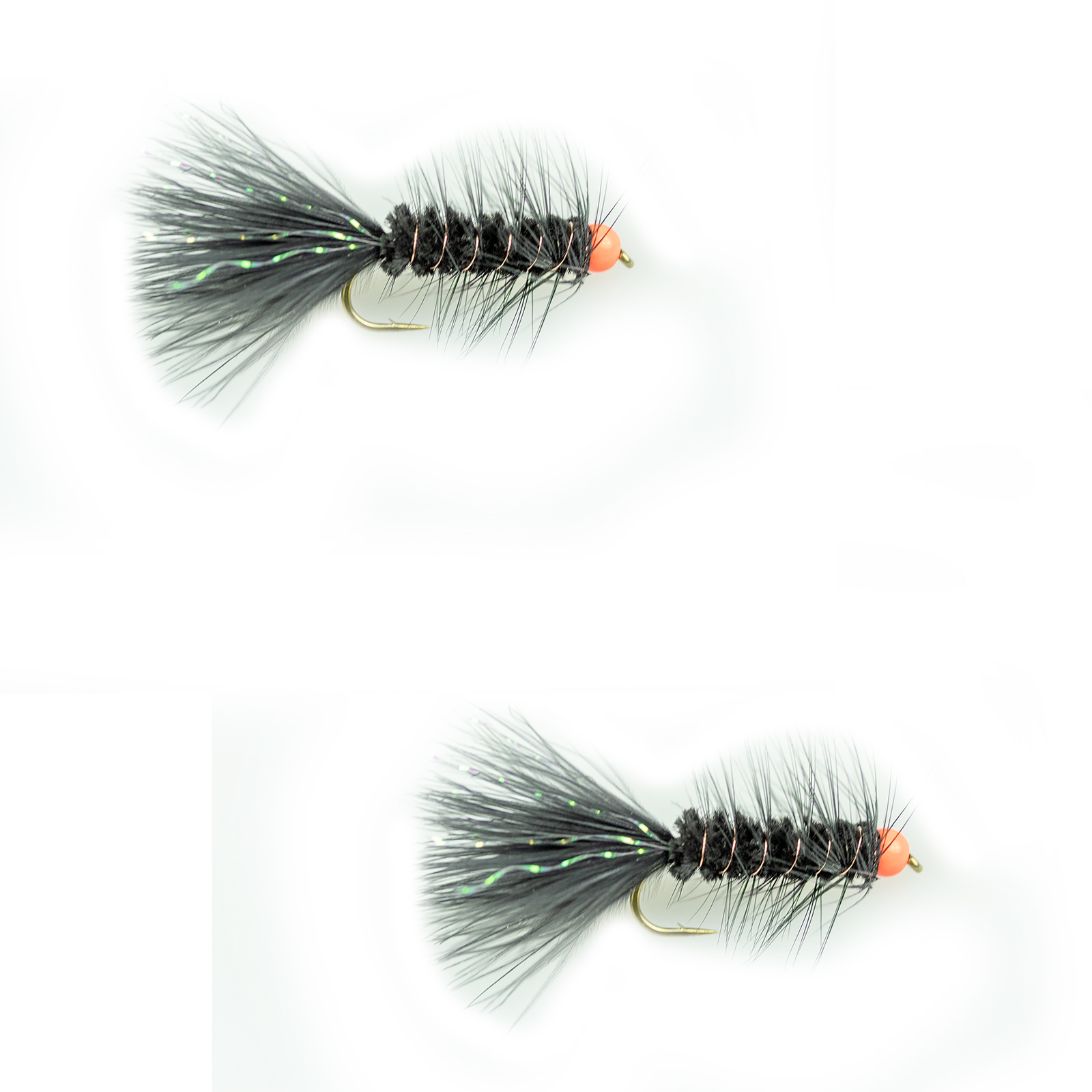 Umpqua Hot Bead Bugger Black Fluorecent Orange 2 Pack