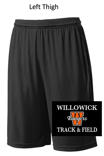 BLACK POLYESTER 9" SHORTS WITH POCKET (YOUTH AND ADULT) lantf