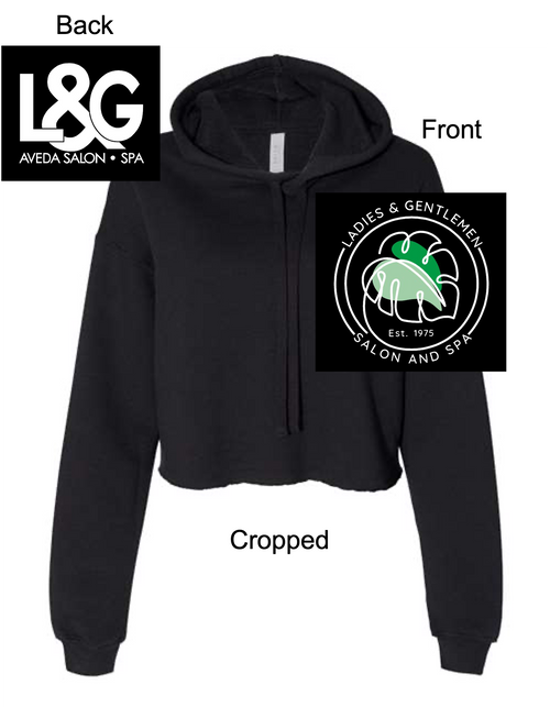 BLACK CROPPED FLEECE HOODIE (LADIES) l&g4