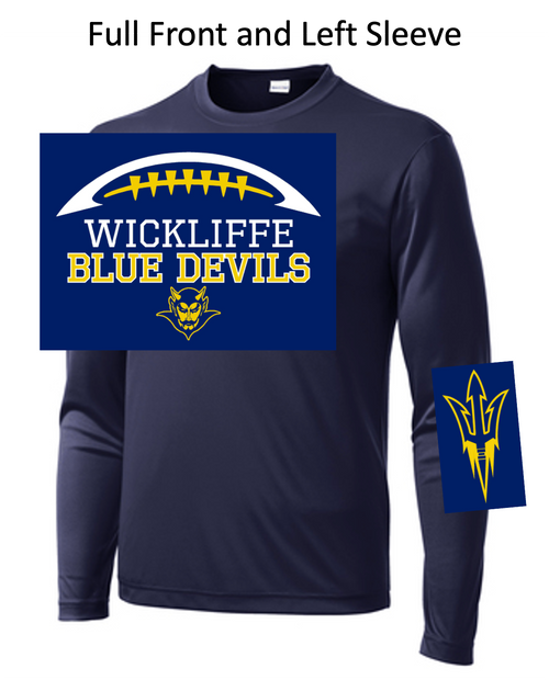 NAVY PERFORMANCE TEE - LONG SLEEVE (ADULT AND YOUTH) wickfbhalfball