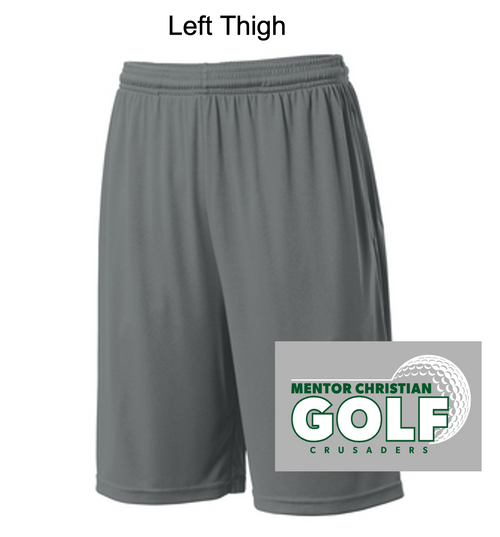 IRON GREY POLYESTER 9" SHORTS WITH POCKET (YOUTH AND ADULT) mcgolf
