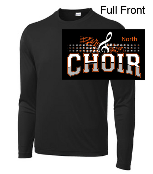 BLACK PERFORMANCE TEE - LONG SLEEVE (ADULT AND YOUTH) northchoirnotes