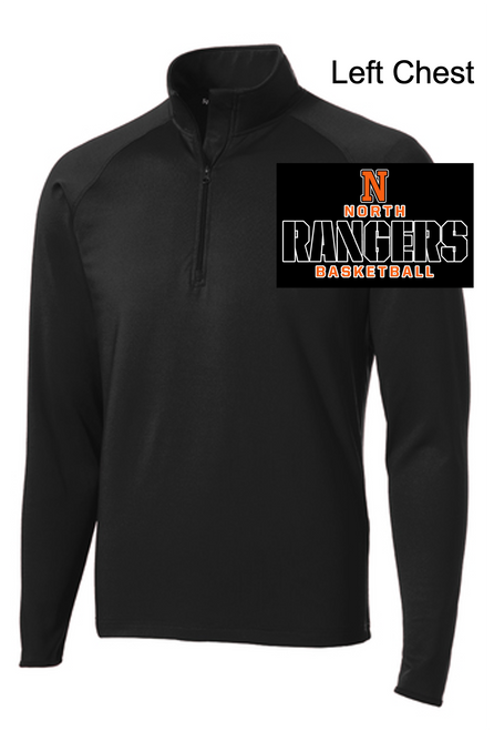 BLACK POLYESTER 1/4 ZIPPER -LONG SLEEVE (ADULT AND LADIES)  northgbb