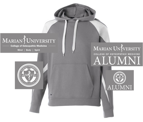 CHARCOAL WITH WHITE COTTON/POLYESTER FLEECE HOOIDE (ADULT) marian