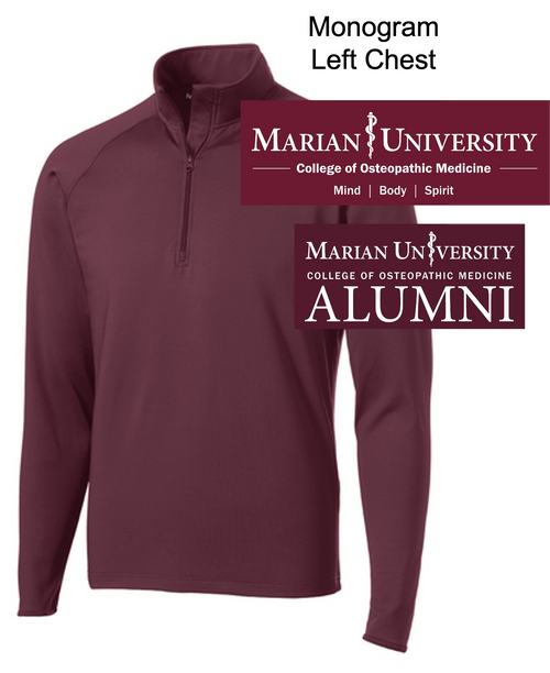 MAROON POLYESTER 1/4 ZIPPER -LONG SLEEVE (ADULT AND LADIES)  marian