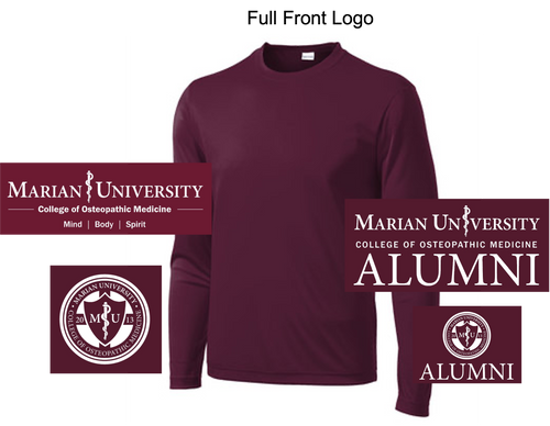 MAROON PERFORMANCE TEE - LONG SLEEVE (ADULT AND YOUTH)  marian