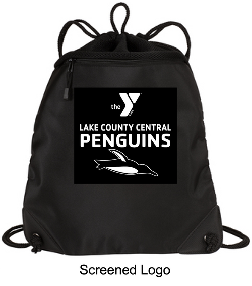 BLACK CINCH BAG WITH MESH TRIM (ONE SIZE) penguin