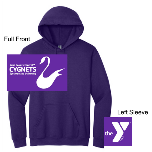 PURPLE HOODED SWEATSHIRT (YOUTH AND ADULT) cygnet