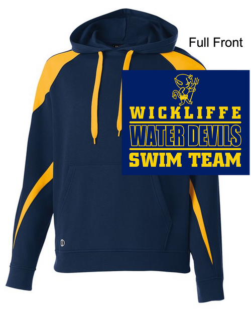 NAVY WITH GOLD COTTON/POLYESTER FLEECE HOOIDE (YOUTH AND ADULT) wickswimteam