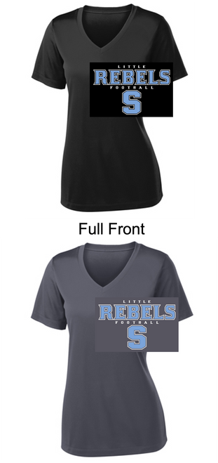 LADIES SHORT SLEEVE POLYESTER VNECK T-SHIRT (LADIES) litrebfbS