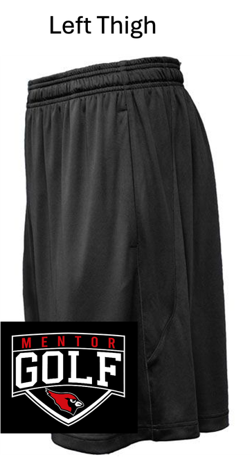 BLACK POLYESTER 9" SHORTS WITH POCKET (YOUTH AND ADULT) mhsgolf