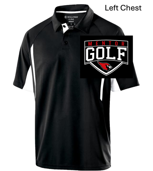 BLACK WITH WHITE POLYESTER POLO (ADULT AND LADIES) mhsgolflc