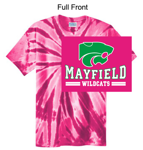 PINK TIE DYE SHORT SLEEVE COTTON T-SHIRT (ADULT AND YOUTH) maymidcat