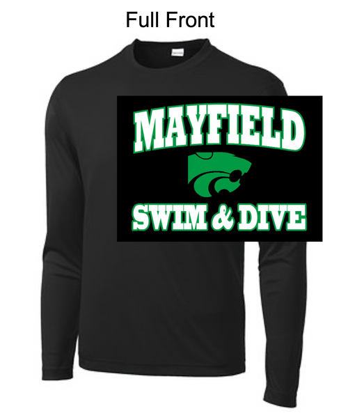 BLACK PERFORMANCE TEE - LONG SLEEVE (ADULT AND YOUTH)  mayswimcat