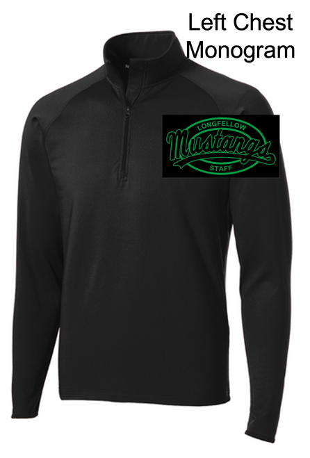 BLACK POLYESTER 1/4 ZIPPER -LONG SLEEVE (ADULT AND LADIES)  longfellstafflcmono