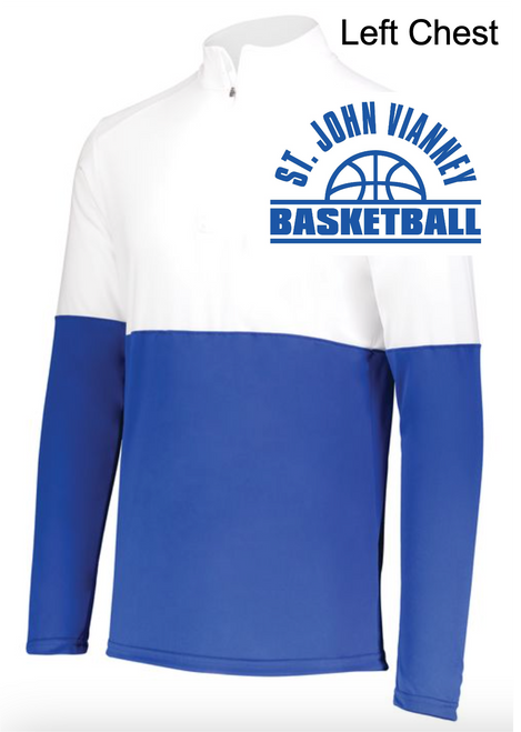 WHITE AND ROYAL POLYESTER 1/4 ZIPPER (ADULT AND LADIES) sjvbasketlc