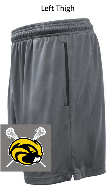 GRAPHITE WITH BLACK TRIM POLYESTER SHORTS WITH POCKET (YOUTH AND ADULT) rivlaxthigh
