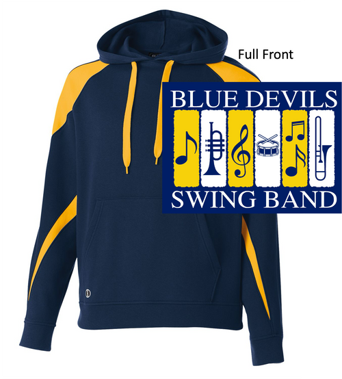 NAVY WITH GOLD COTTON/POLYESTER FLEECE HOOIDE (YOUTH AND ADULT) wickbandinstru