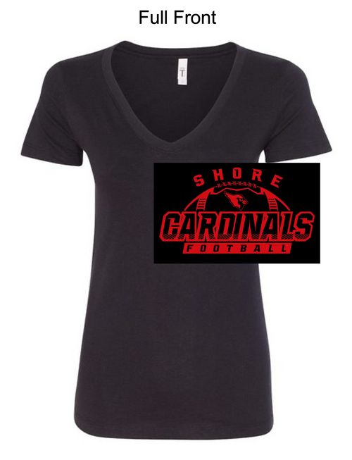 BLACK LADIES SHORT SLEEVE VNECK T-SHIRT (LADIES)  shorefb