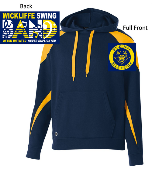 NAVY WITH GOLD COTTON/POLYESTER FLEECE HOODIE (YOUTH AND ADULT) wickbandolddevnote