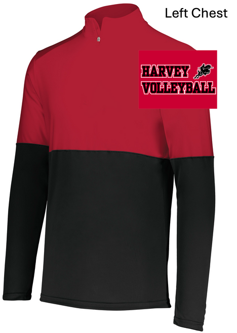 BLACK AND RED POLYESTER 1/4 ZIPPER (ADULT AND LADIES) harvollc