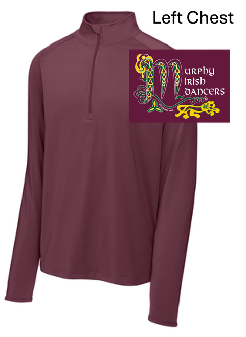 MAROON POLYESTER 1/4 ZIPPER -LONG SLEEVE (ADULT AND LADIES) murphylc
