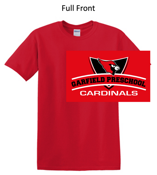 RED SHORT SLEEVE COTTON T-SHIRT (ADULT AND YOUTH) garfieldcircle